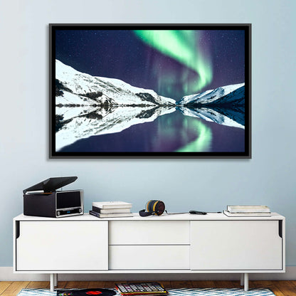 Emerald Aurora Over Mirror Lake Wall Art