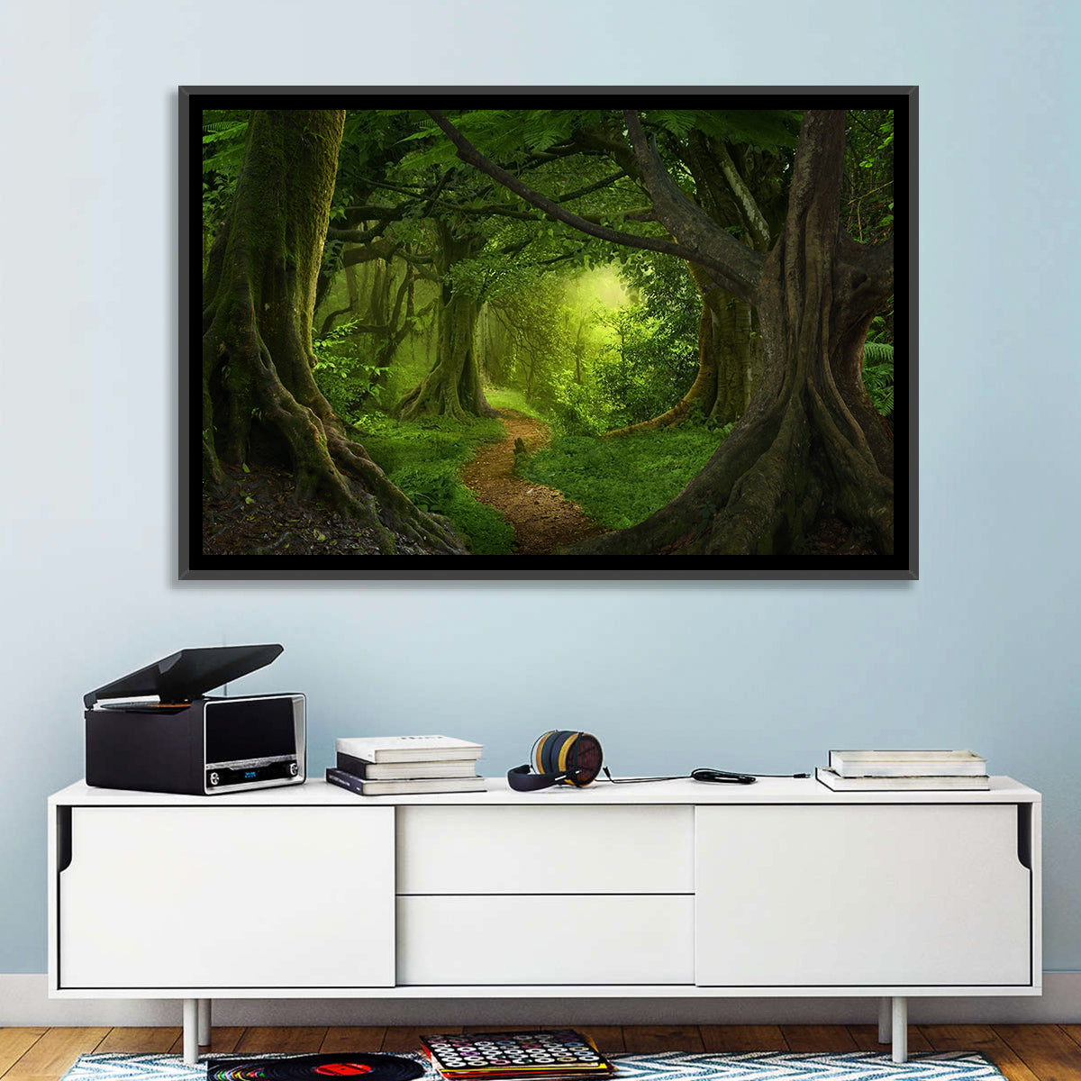 Tropical Forest Path Wall Art in a room, landscape