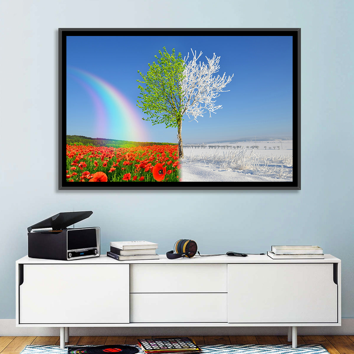 Seasonal Split Landscape Wall Art in a room, landscape