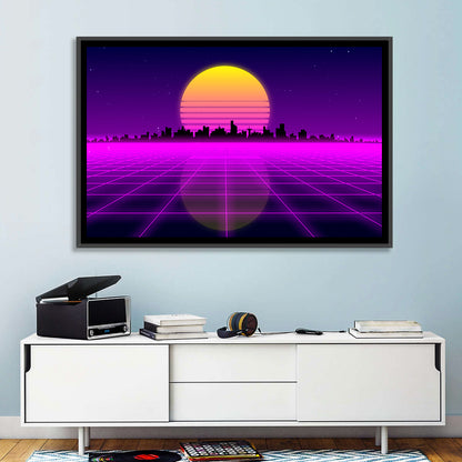 Neon Sunrise Skyline Wall Art