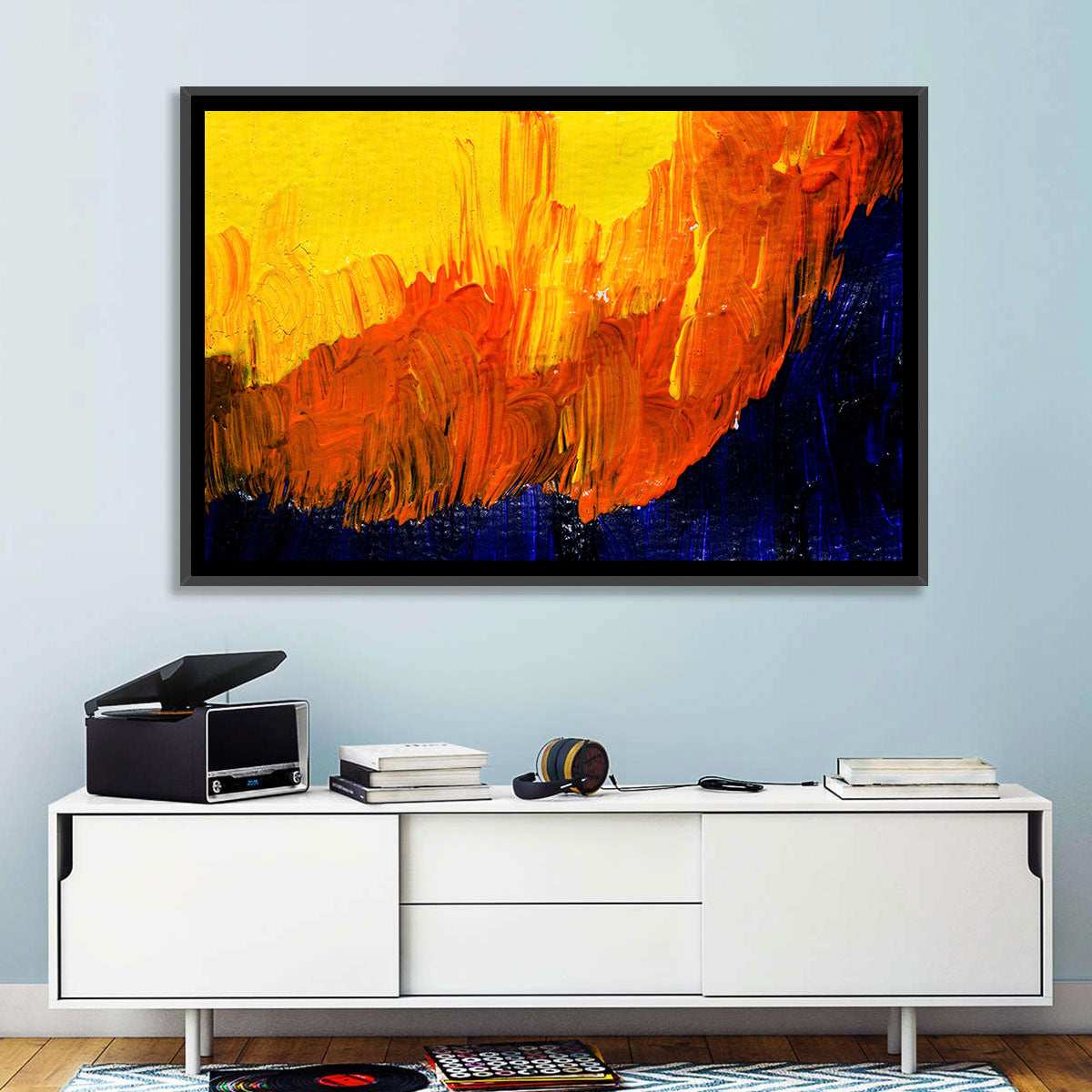 Mountain Ridge Abstract Wall Art in a room, landscape