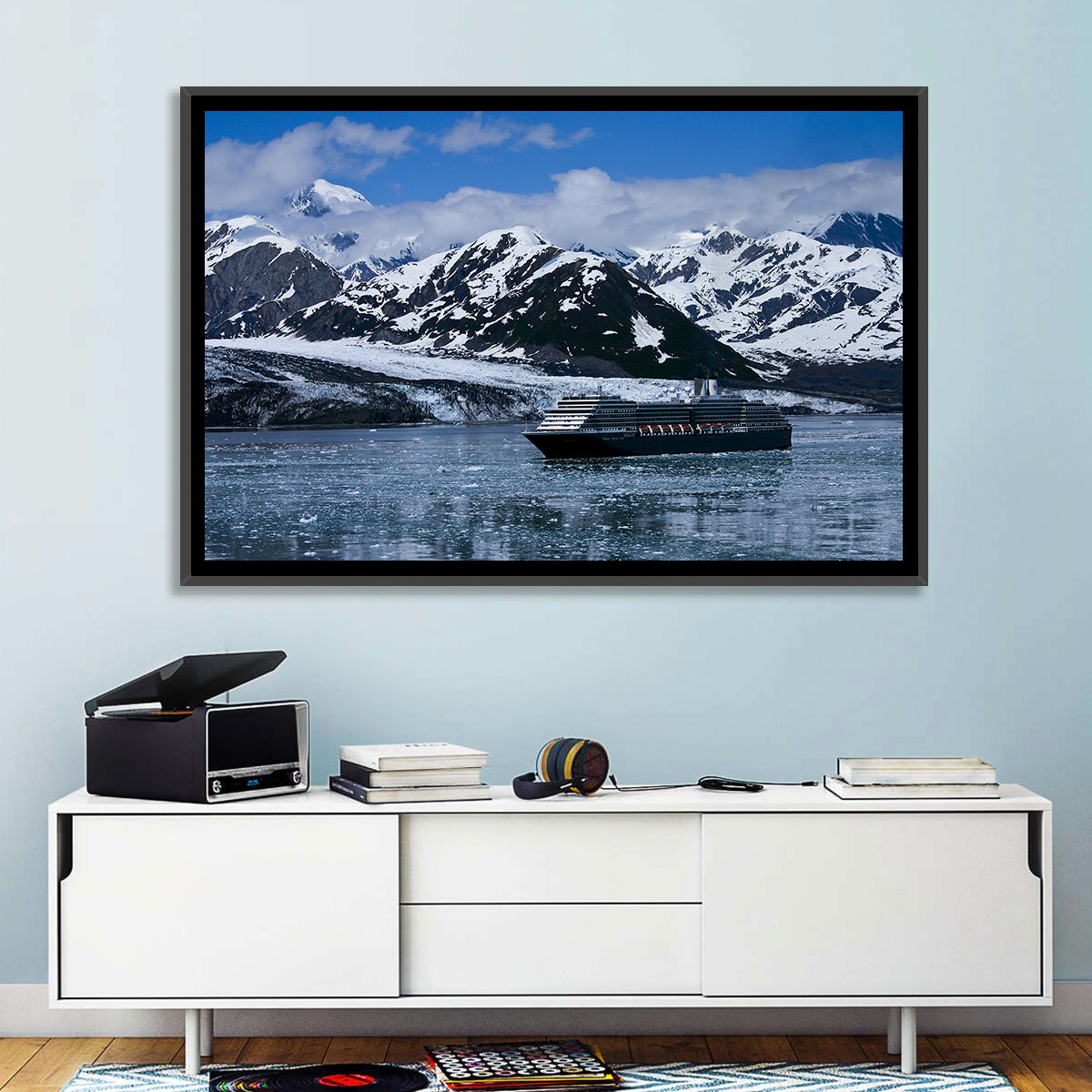 Cruise Ship in Yakutat Bay Wall Art in a room, landscape