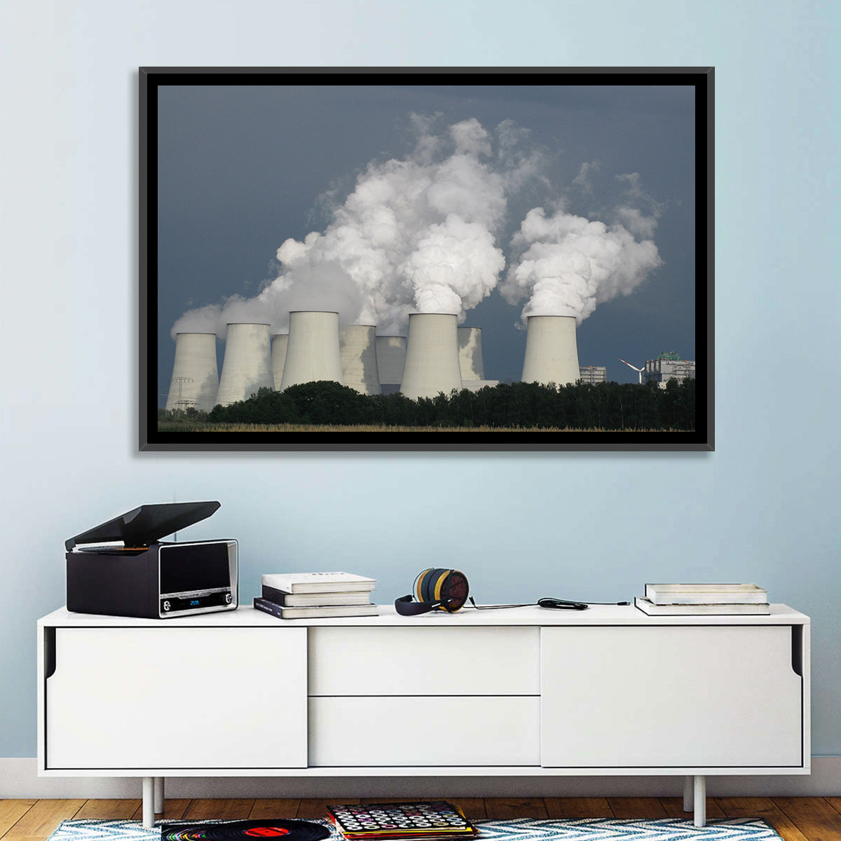 Cooling Towers at Coal Power Plant Wall Art in a room, landscape