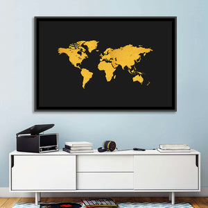 Gold Texture World Map Wall Art