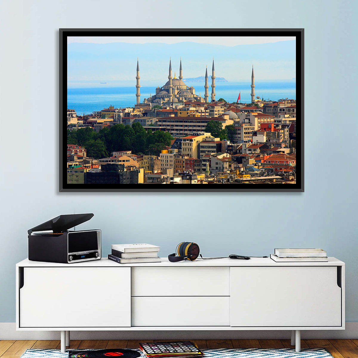 Sultan Ahmed Mosque Skyline Wall Art in a room, landscape