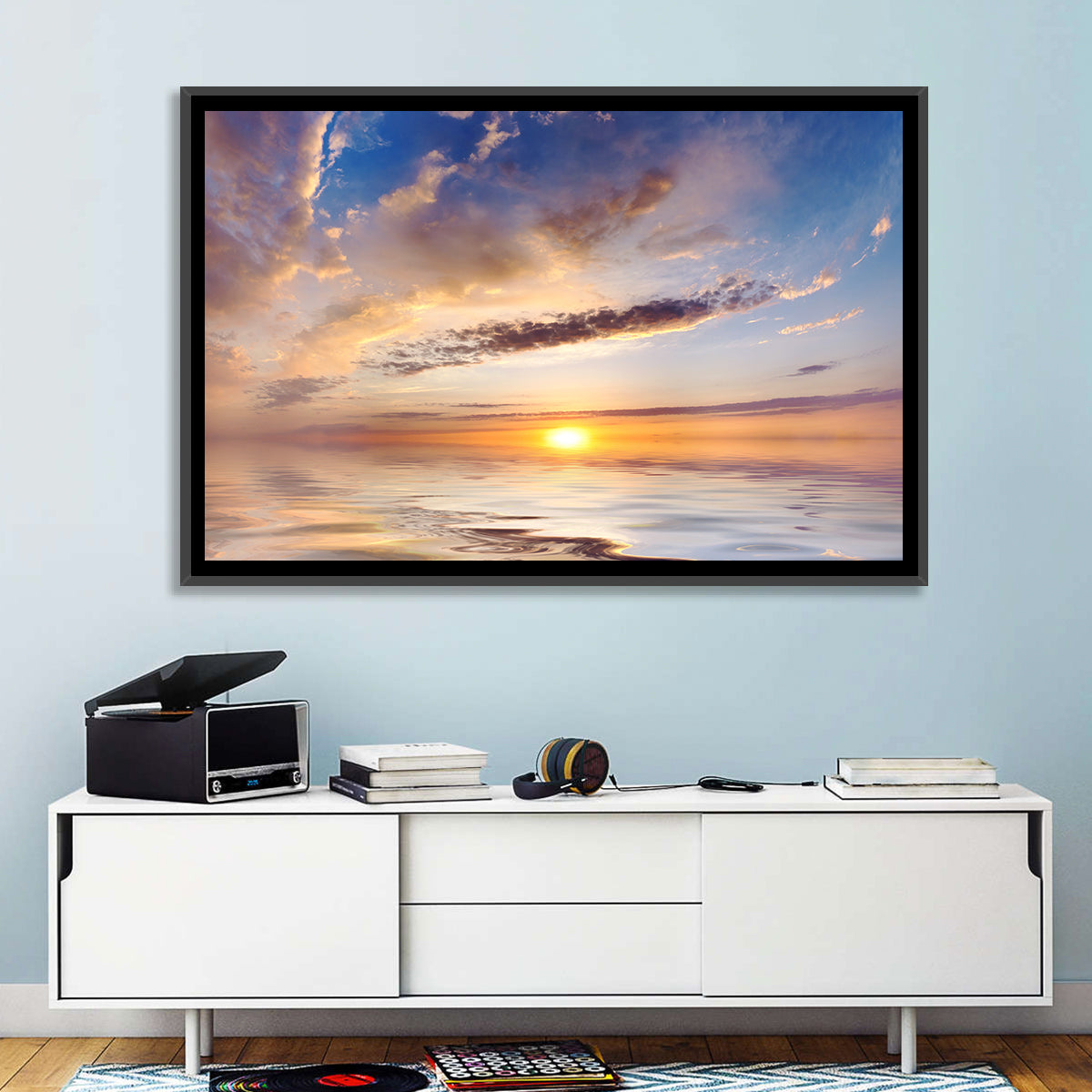 Sunlit Clouds Over Calm Sea Wall Art