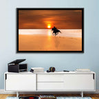 Horse and Rider at Sunset Wall Art