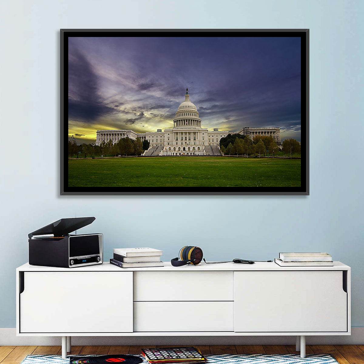United States Capitol at Dusk Wall Art in a room, landscape