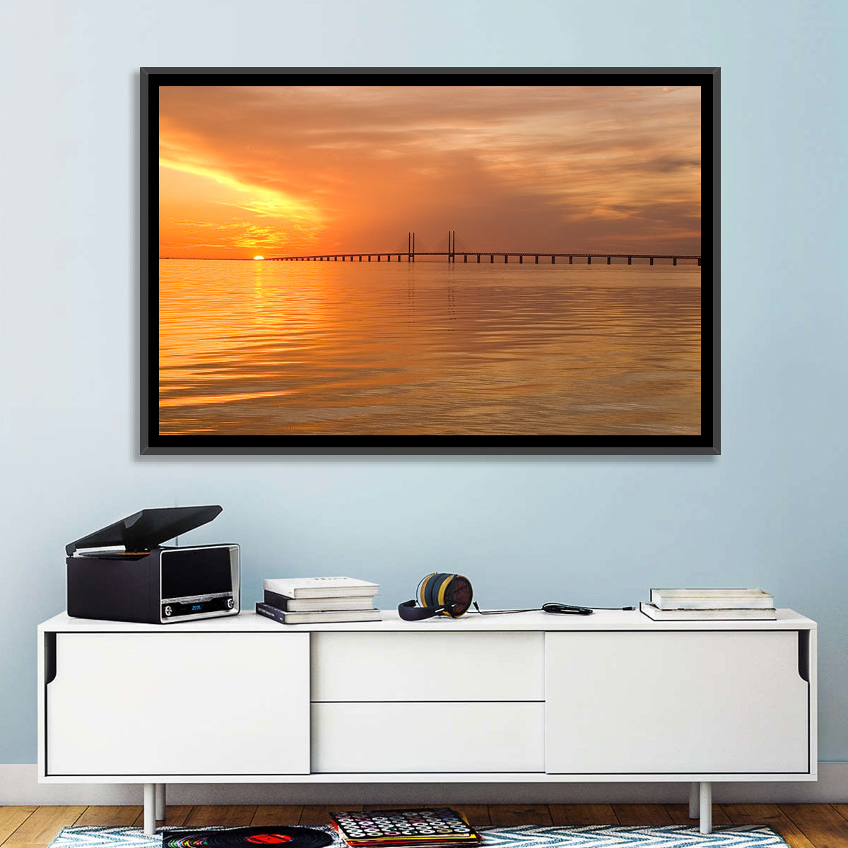 Øresund Bridge in Golden Light Wall Art