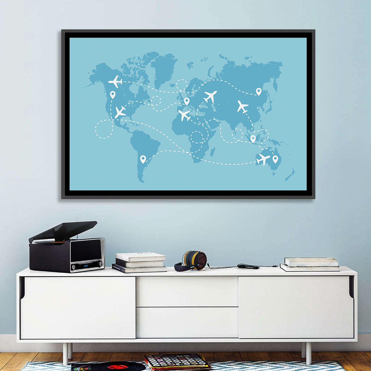 World Flight Routes Map Wall Art