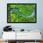 Blue Car on Summer Forest Road Wall Art