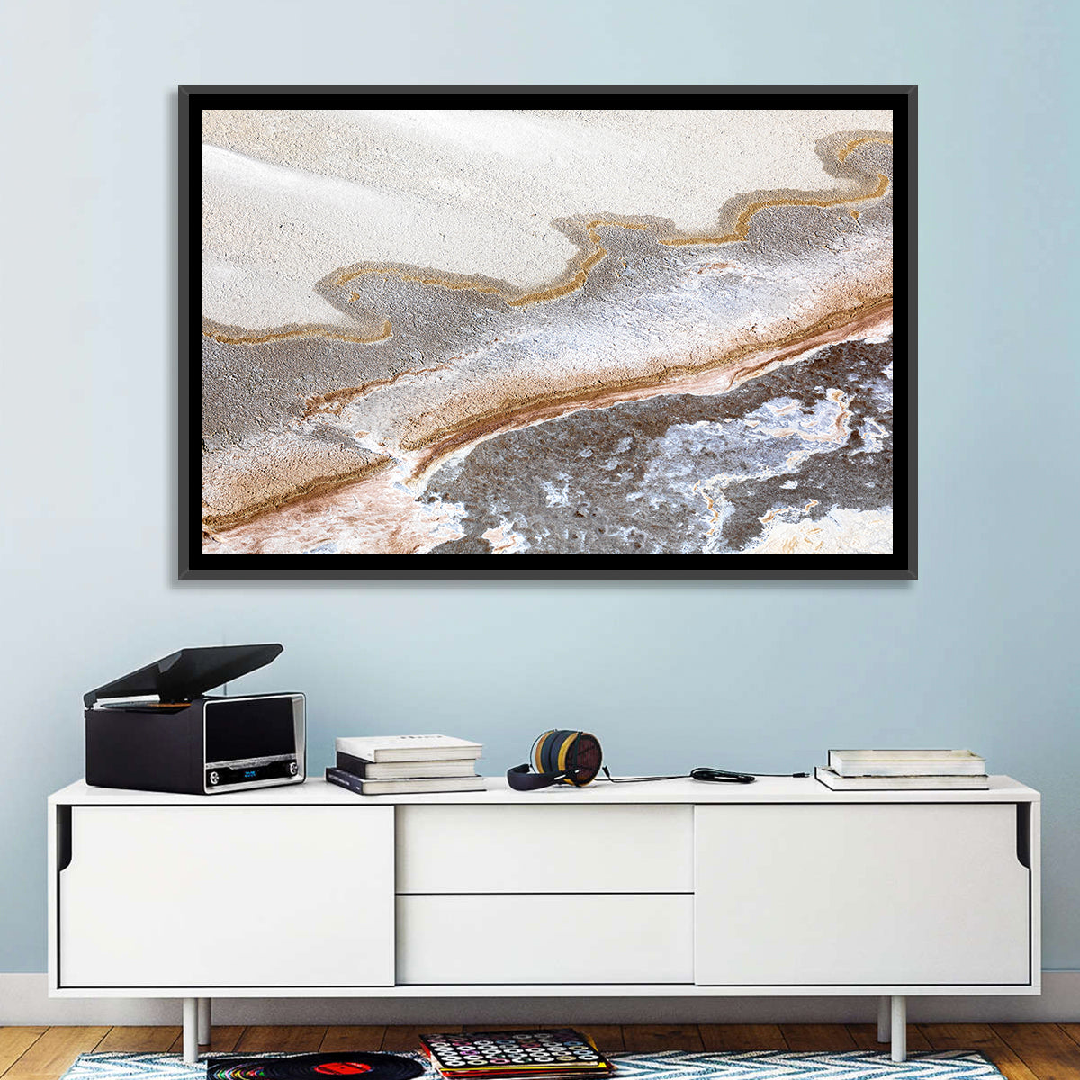 Lake Eyre Salt Flats Wall Art in a room, landscape