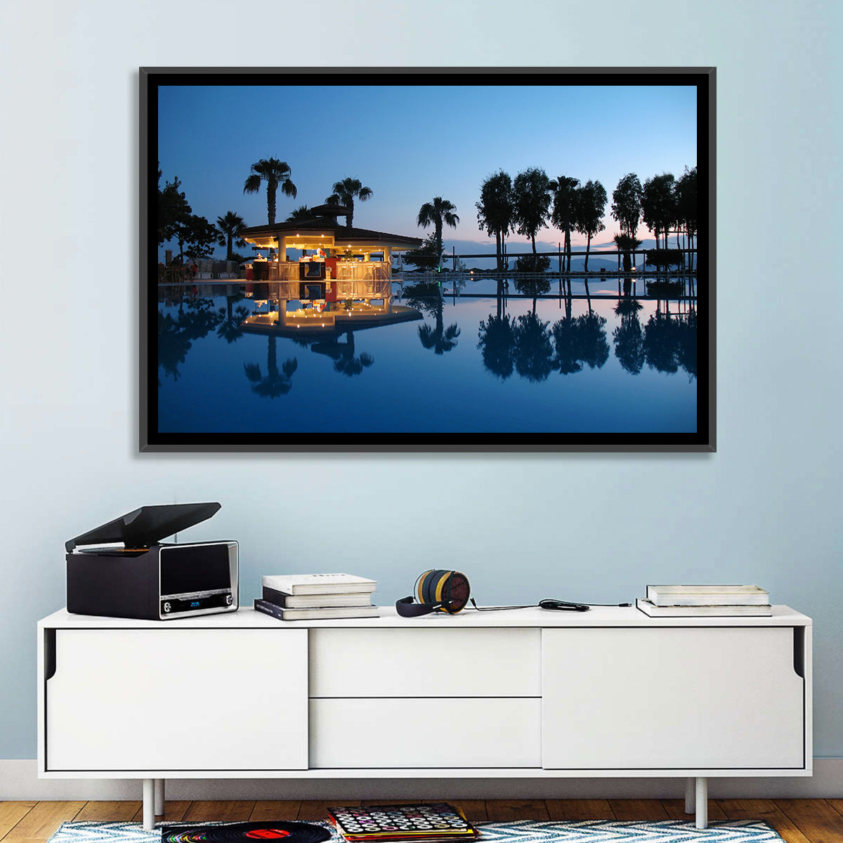 Twilight Poolside Bar Wall Art