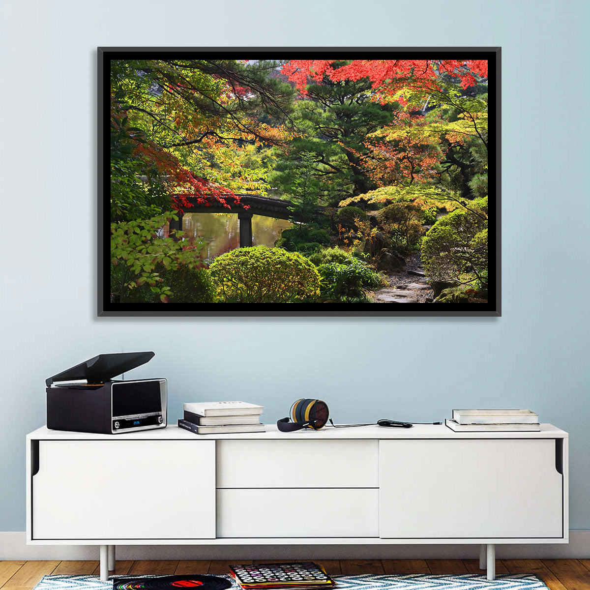 Rinoji Temple Autumn Garden Wall Art in a room, landscape
