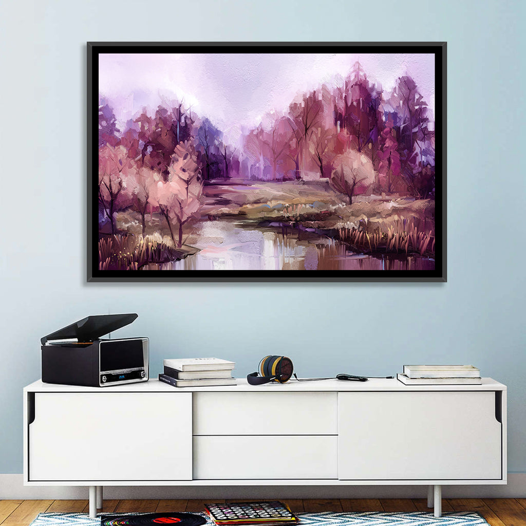 Lavender Autumn Forest Watercolor Wall Art