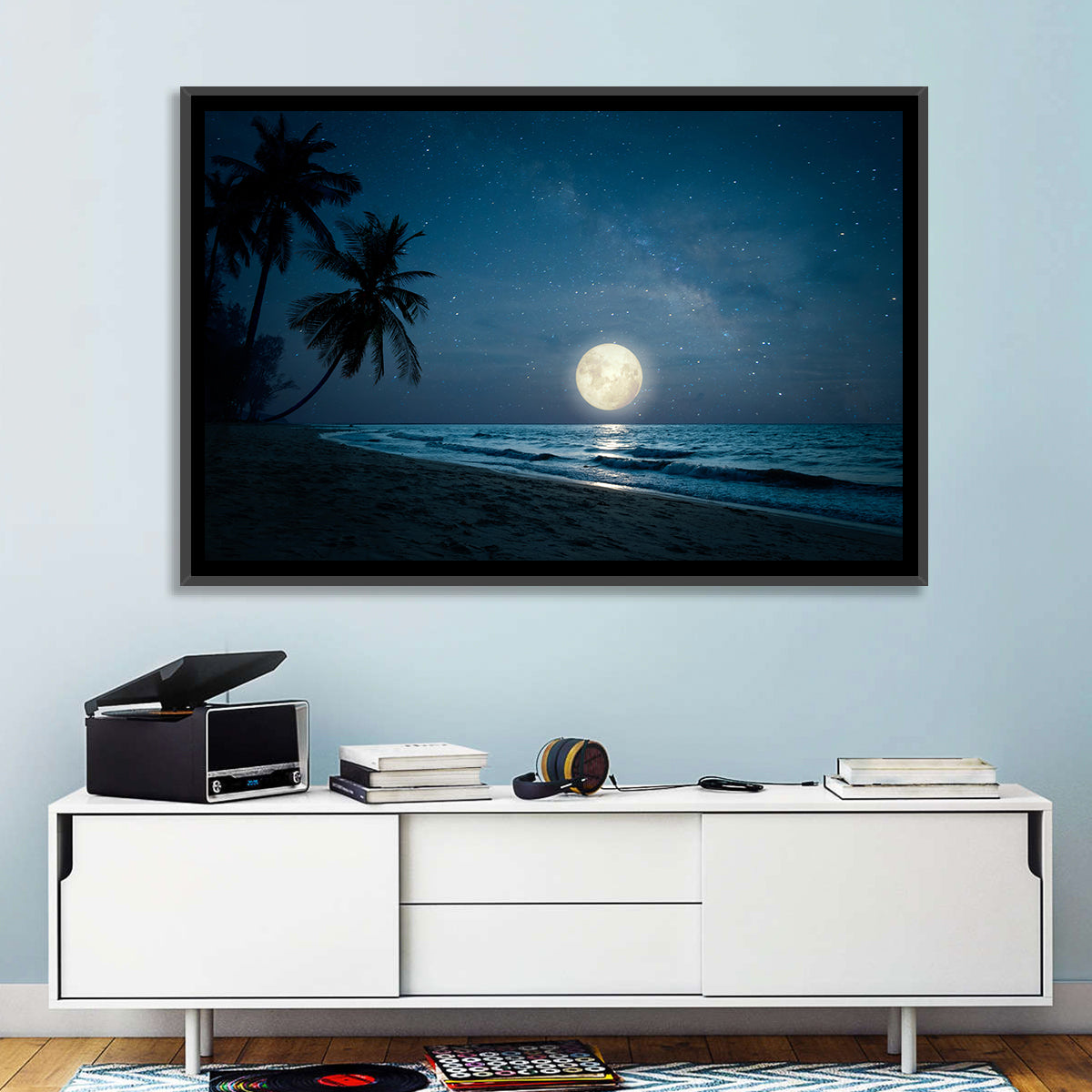 Palm Beach Moonset Wall Art in a room, landscape