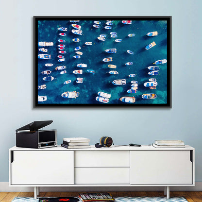 Aerial Boats Over Turquoise Sea Wall Art