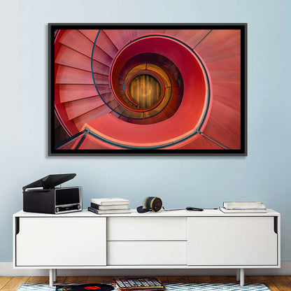Red Spiral Staircase Wall Art