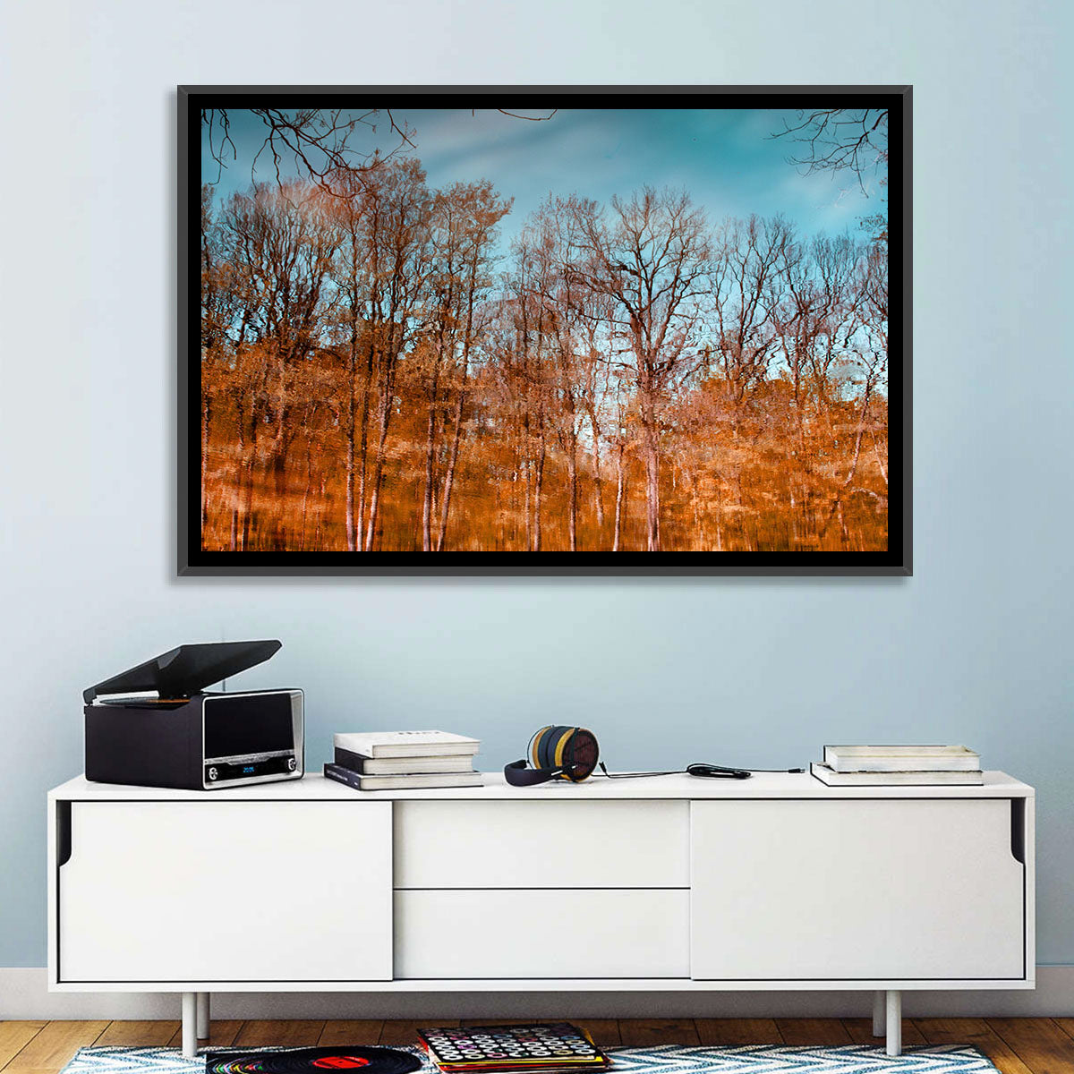 Autumn Reflection Wall Art in a room, landscape