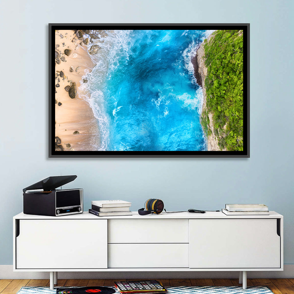 Aerial Turquoise Beach Cliffs Wall Art