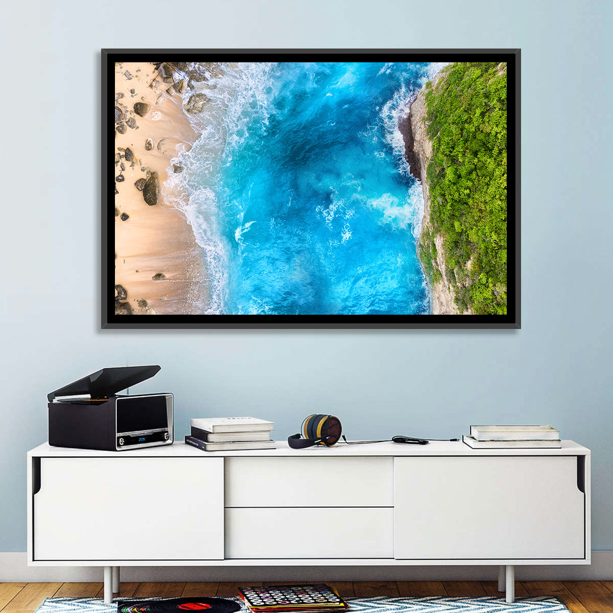 Aerial Turquoise Beach Cliffs Wall Art