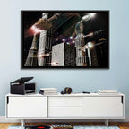 Ringed Planet Cityscape Wall Art