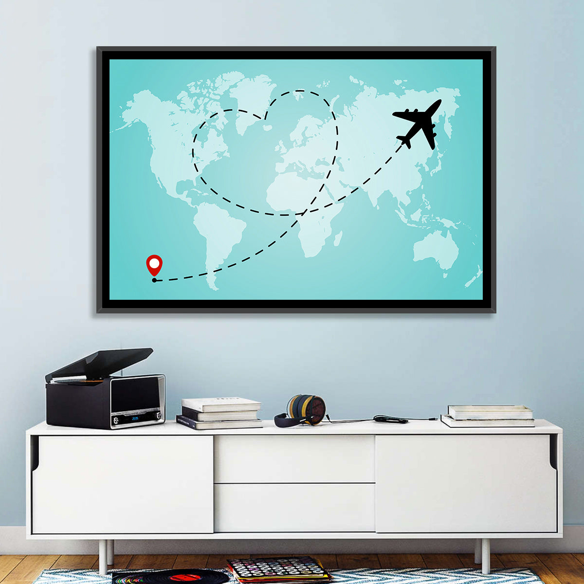 Heart Flight Map Wall Art