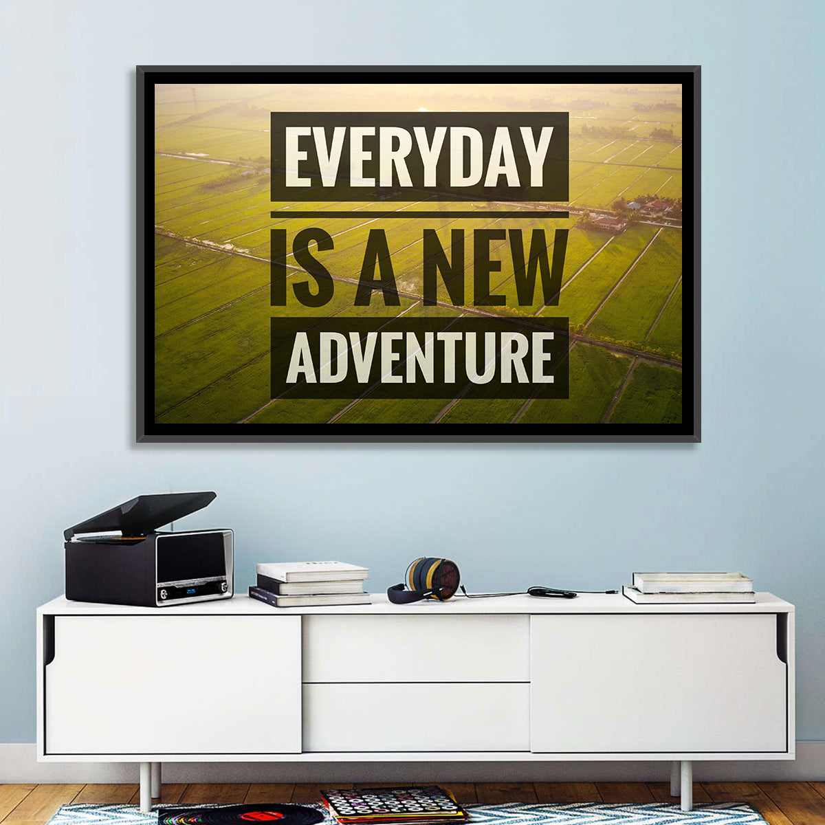Everyday Is a New Adventure Wall Art in a room, landscape