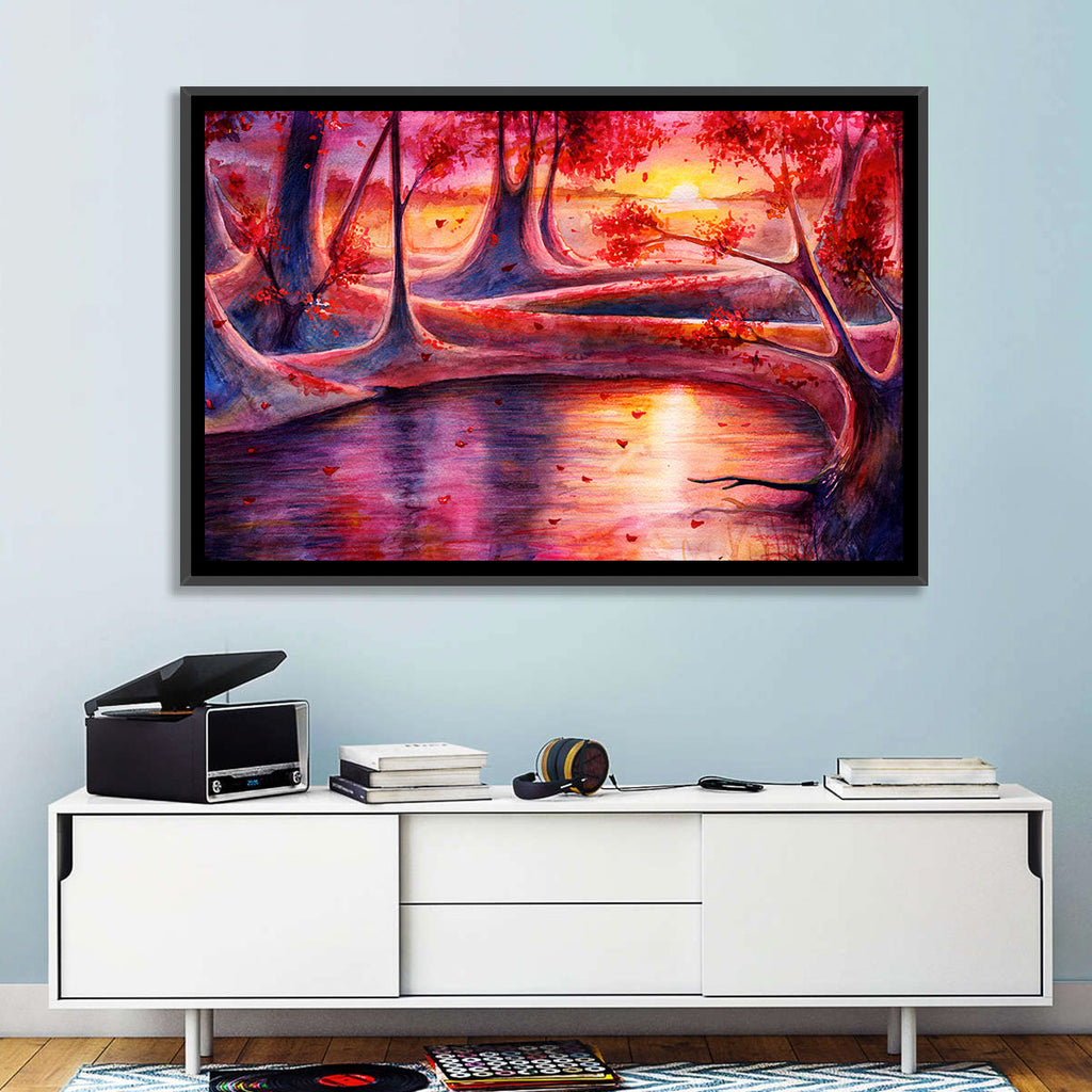 Autumn Forest Lake at Dusk Wall Art
