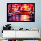 Autumn Forest Lake at Dusk Wall Art