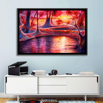 Autumn Forest Lake at Dusk Wall Art