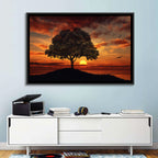 Lone Tree at Sunset with Birds Wall Art