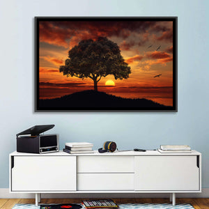 Birds Tree and Sunset Wall Art