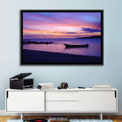 Malolo Island Sunset with Moored Boats Wall Art