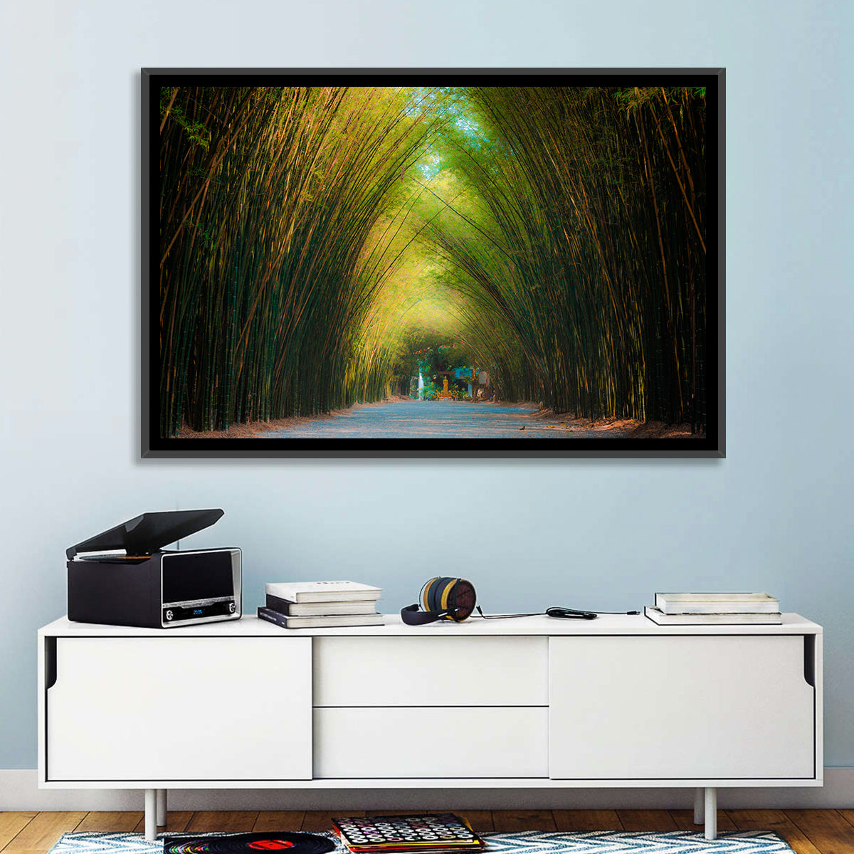 Arched Bamboo Tunnel Wall Art in a room, landscape