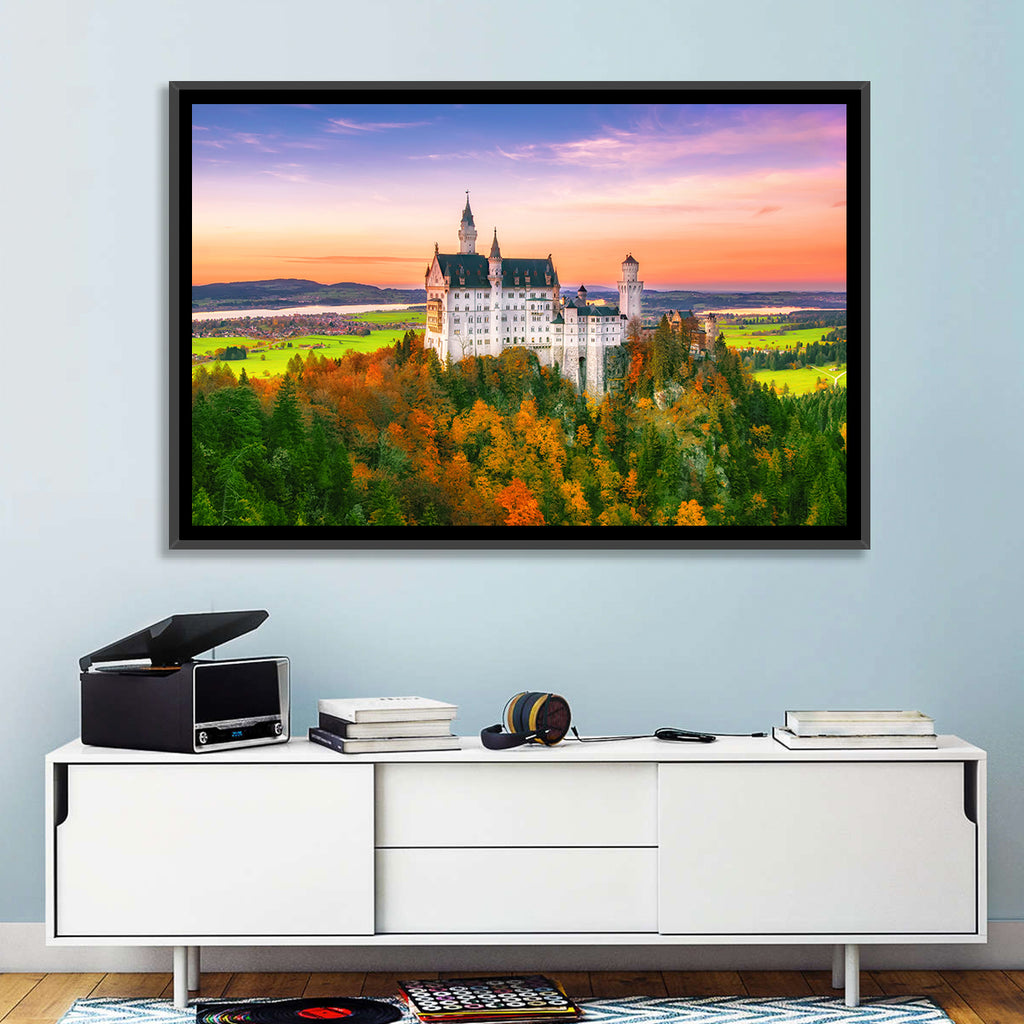 Neuschwanstein Castle at Autumn Sunset Wall Art