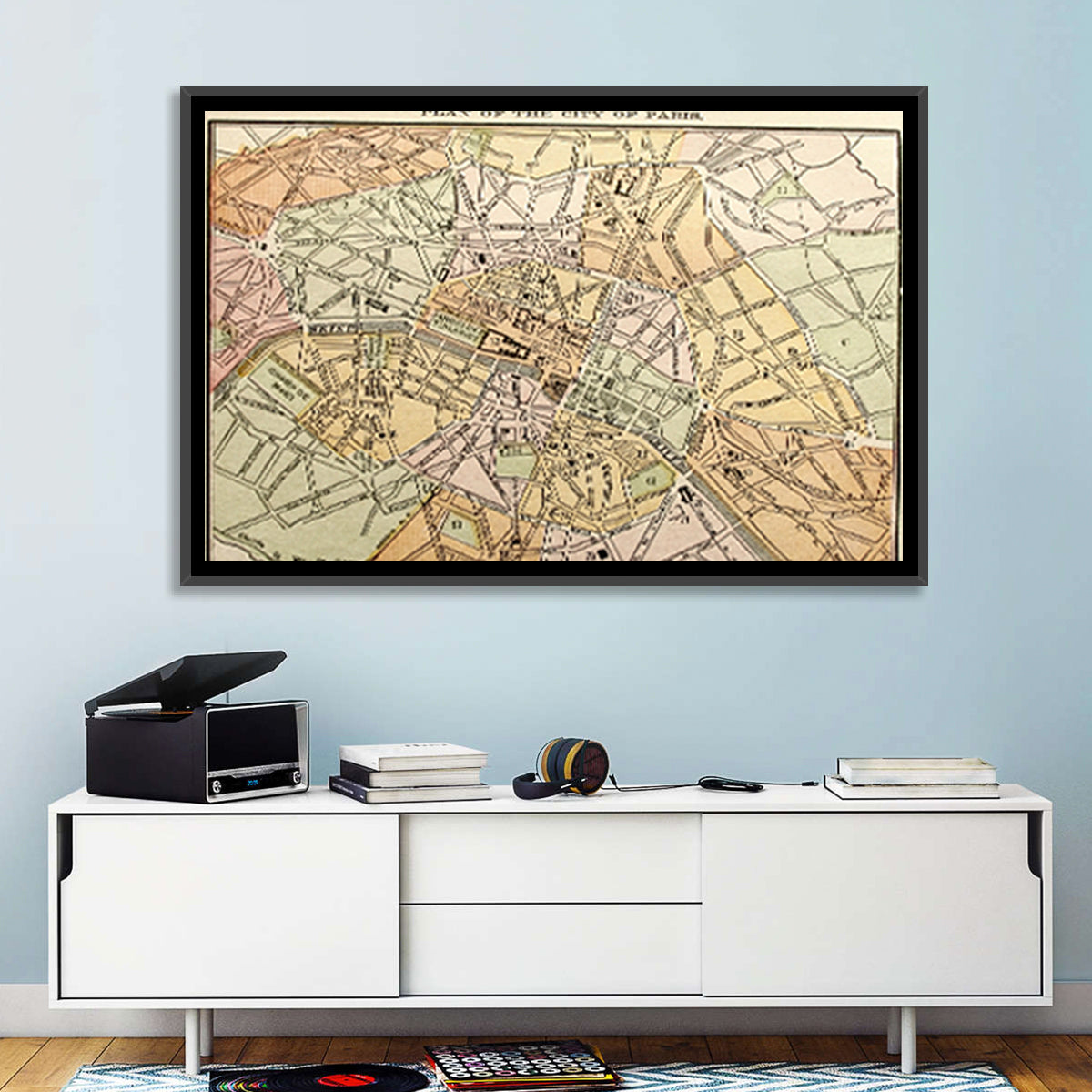 Plan of Paris Wall Art in a room, landscape