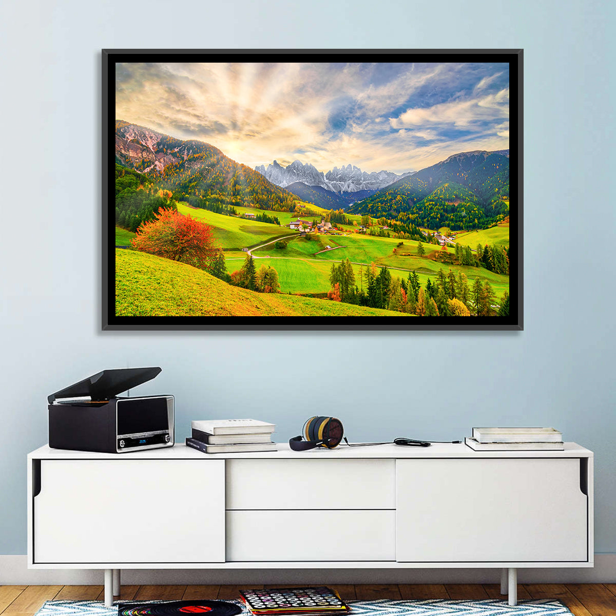 Santa Magdalena Valley at Golden Hour Wall Art in a room, landscape