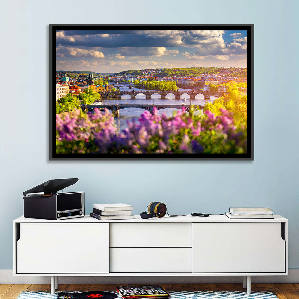Prague Vltava Bridges in Spring Light Wall Art