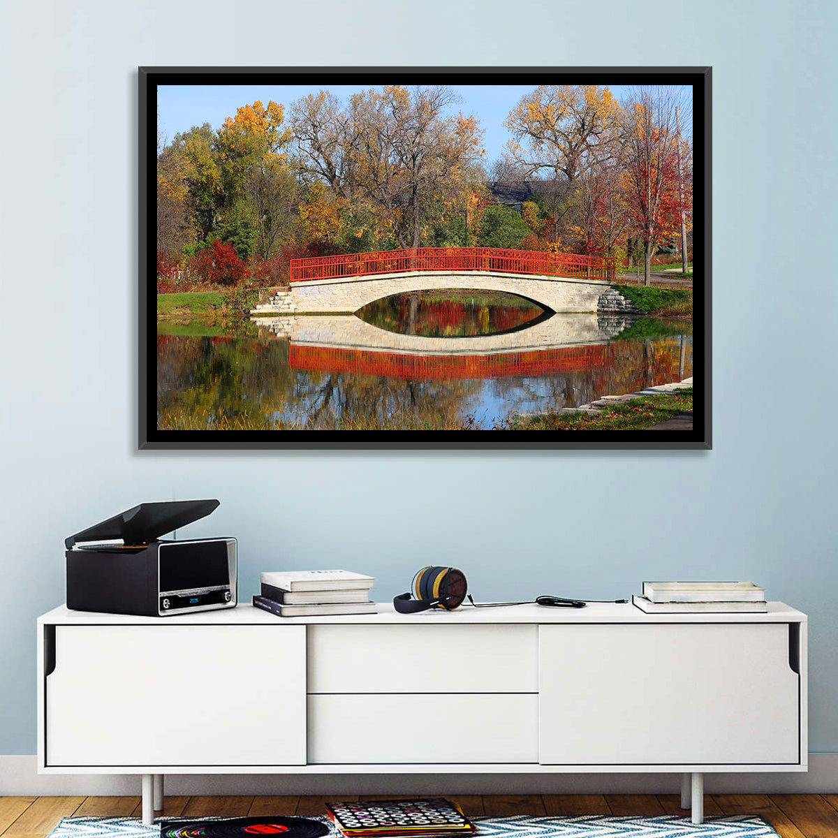 Tenney Park Stone Bridge Reflection Wall Art