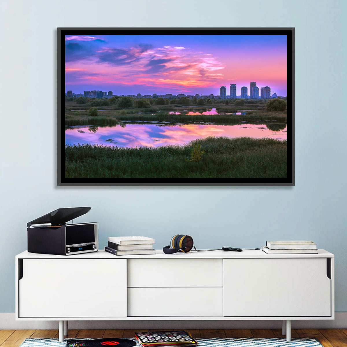 Vacaresti Park Sunset Reflection Wall Art