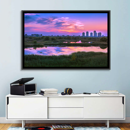 Vacaresti Park Sunset Reflection Wall Art