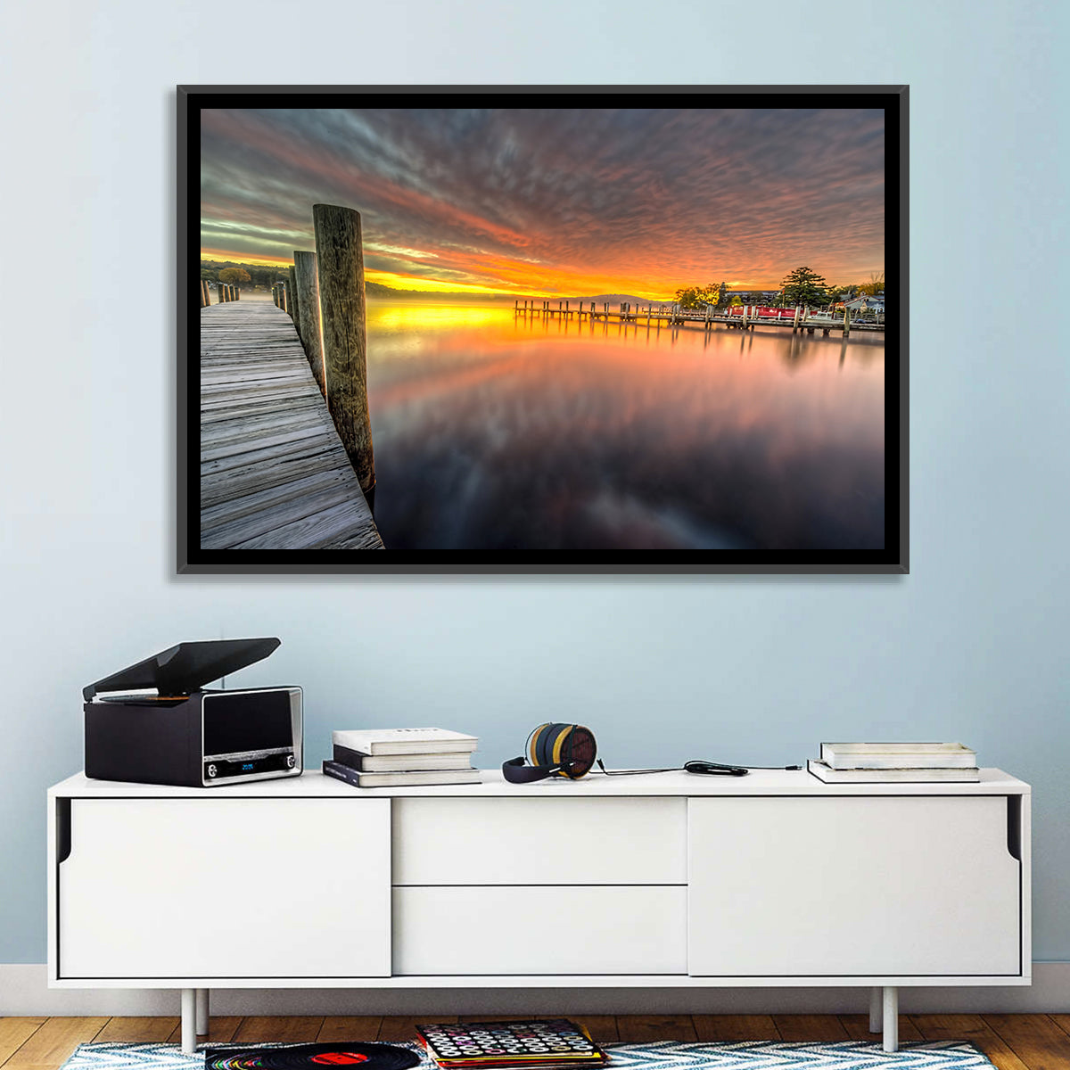 Meredith Bay Pier at Sunrise Wall Art