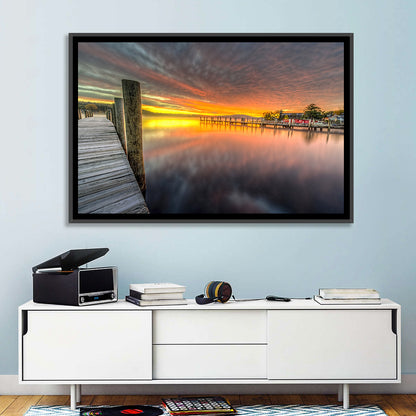 Meredith Bay Pier at Sunrise Wall Art