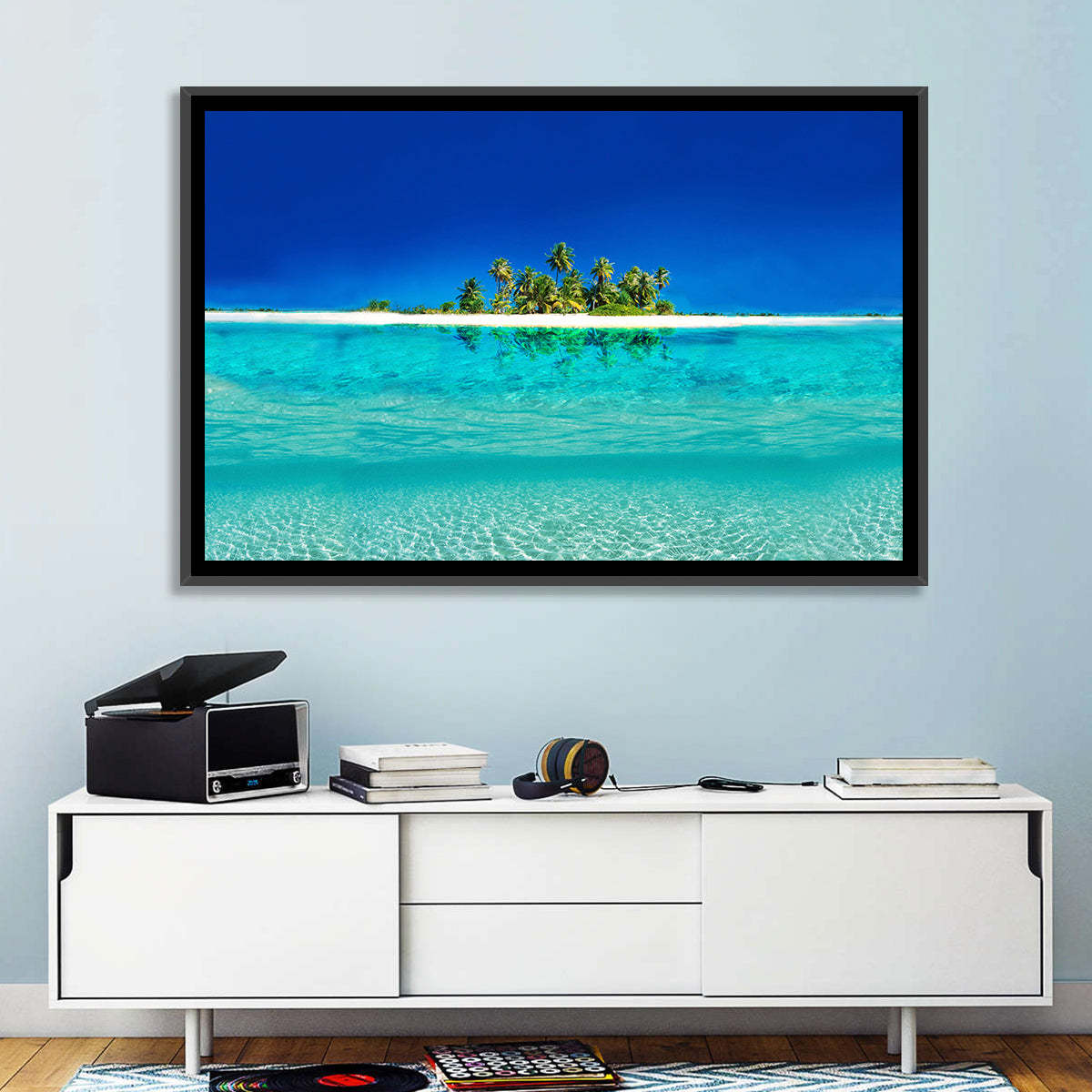 Tranquil Split-level Tropical Island Seascape Wall Art