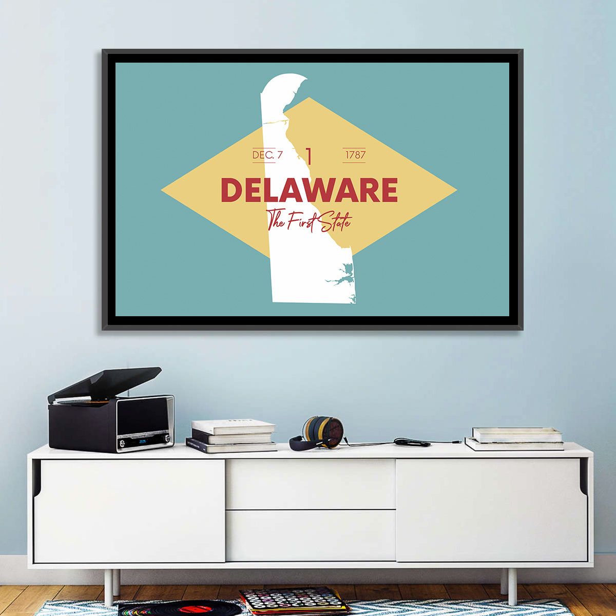 Delaware State Map Graphic Wall Art