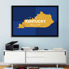 Blue and Gold Kentucky Map Wall Art