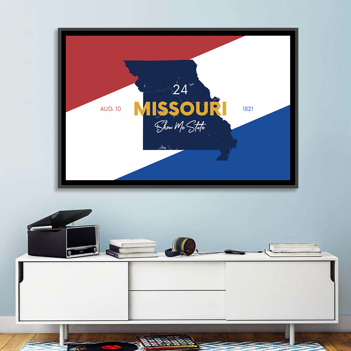 Missouri Map, Show Me State Wall Art in a room, landscape