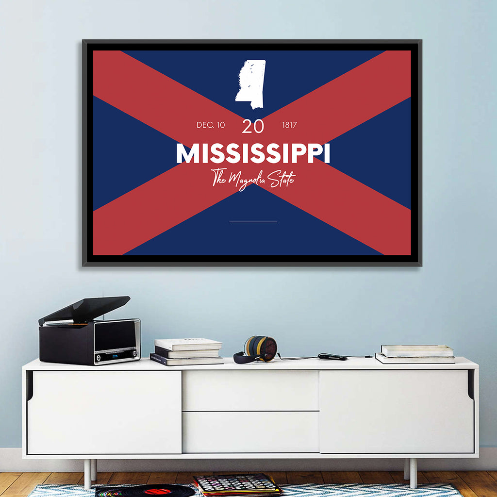 Mississippi Map, the Magnolia State Wall Art