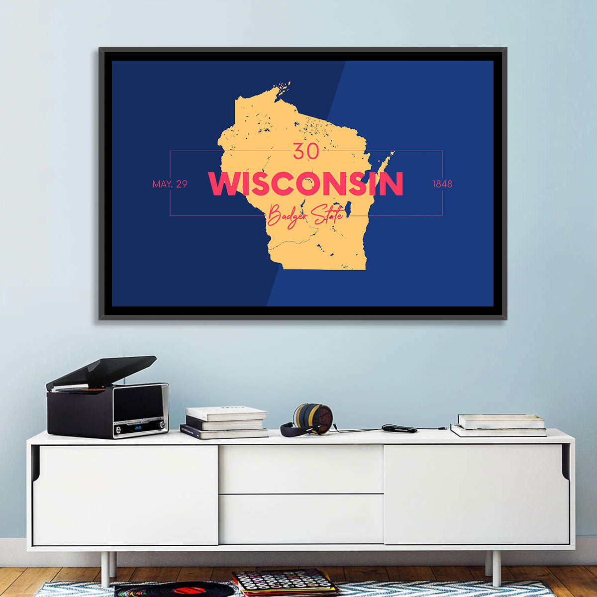 Badger State Map Wall Art